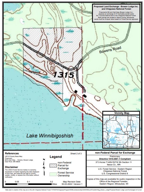 Map of the parcel that will be acquired by the Chippewa National Forest.
