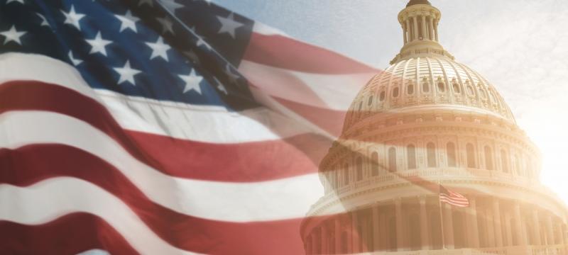 United States Flag Flown Over Capitol